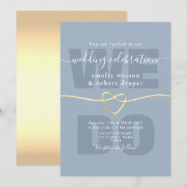 Invitación Recepción de Boda Moderna en Azul Polvoriento