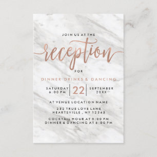 Invitación Recepción de boda moderna en mármol blanco y oro r