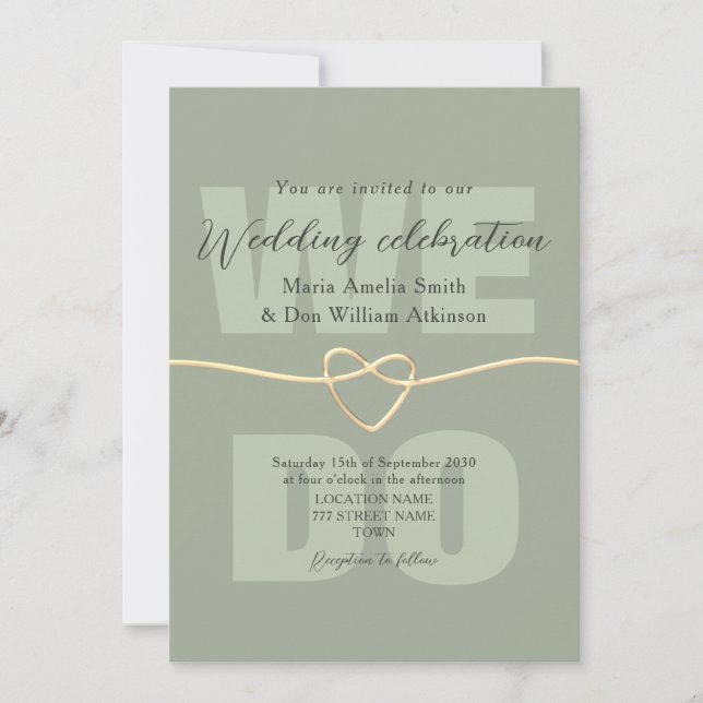 Invitación Recepción de Boda Moderna en Verde Salvia (Anverso)