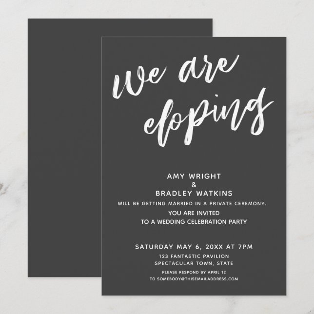Invitación Recepción de Boda Moderna Gris Oscuro Nos Estamos  (Anverso / Reverso)