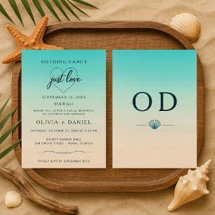Invitación Recepción de Boda Moderna Huida a la Playa Tropica