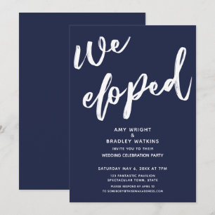 Invitación Recepción de Boda Moderna Navy Blue Nos Fugamos