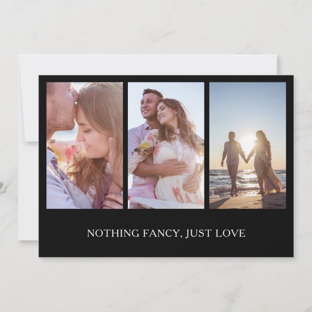 Invitación Recepción de Boda Moderna Negra con Collage de Fot (Anverso)