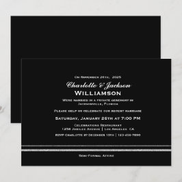 Invitación Recepción de Boda Moderna Negra Simple