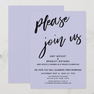 Invitación Recepción de Boda Moderna Por Favor Únanse Lavanda