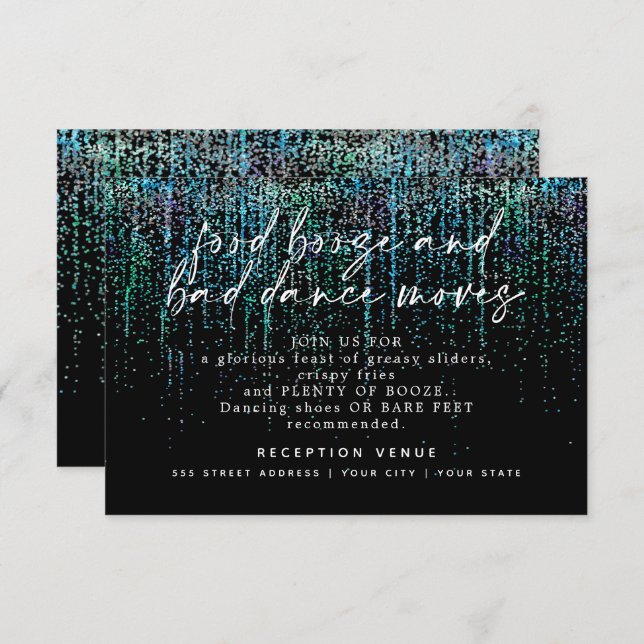 Invitación Recepción de Boda Moderna Teal Aqua Brillante (Anverso / Reverso)