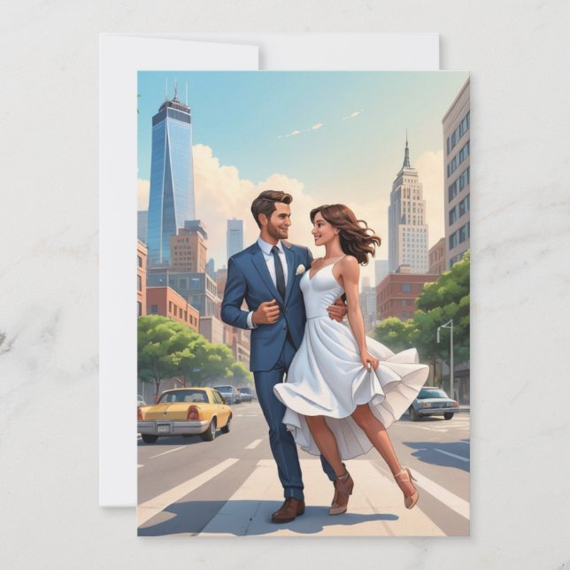 Invitación recepción de boda moderna y feliz después de escap (Anverso)