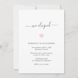 Invitación Recepción de Boda Moderna y Simple con Corazón Ros