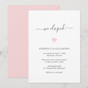 Invitación Recepción de Boda Moderna y Simple con Corazón Ros