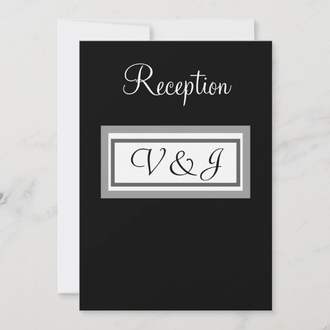Invitación Recepción de Boda Monograma Negro Blanco (Anverso)