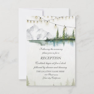 Invitación Recepción de Boda Montaña, Bosque, Lago, Luces