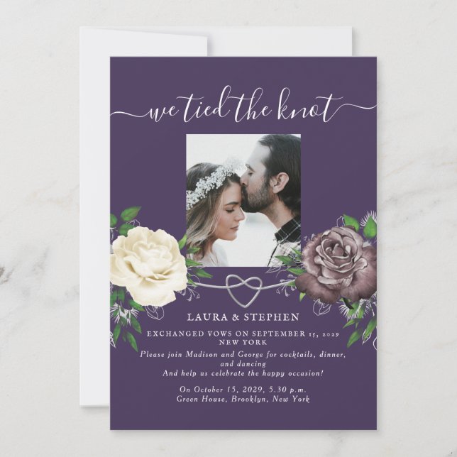 Invitación Recepción de boda morada bohemio (Anverso)