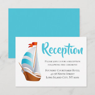 Invitación Recepción de Boda Náutica Azul Turquesa Velero