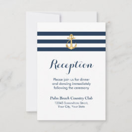 Invitación Recepción de boda náutica de banda de la Marina de