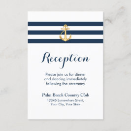 Invitación Recepción de boda náutica de banda de la Marina de