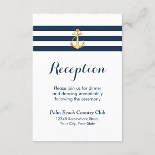 Invitación Recepción de boda náutica de banda de la Marina de