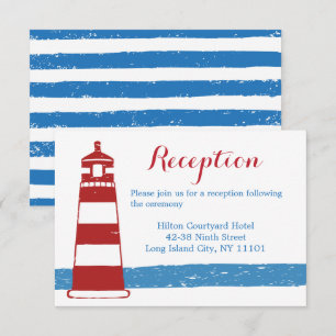 Invitación Recepción de Boda Náutica Franja Azul Faro