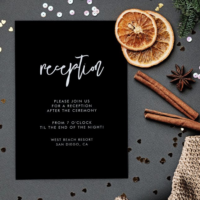 Invitación Recepción de boda negra contemporánea moderna (Subido por el creador)