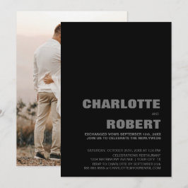 Invitación Recepción de Boda Negra Moderna