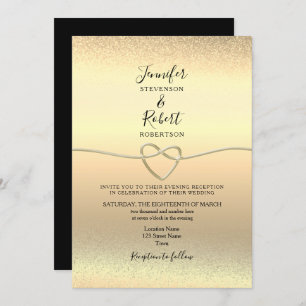 Invitación Recepción de Boda Negra y Oro
