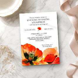 Invitación Recepción de Boda Nocturna con Flor de Amapola Roj