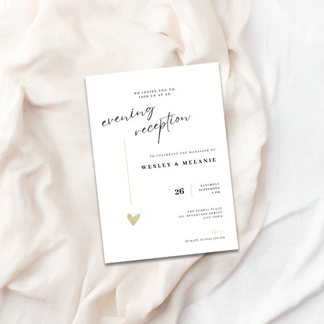 Invitación Recepción de Boda Nocturna Elegante en Oro (Elegant The Wedding Invitation - Evening Reception)
