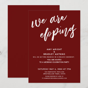 Invitación Recepción de Boda Nos Escapamos con Estilo Moderno