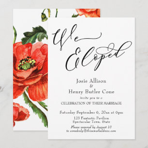 Invitación Recepción de Boda Nos Fugamos, Amapolas Rojas