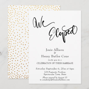 Invitación Recepción de Boda Nos Fugamos, Confeti Dorado