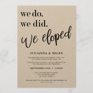 Invitación Recepción de Boda Nosotros Hicimos Nos Fugamos