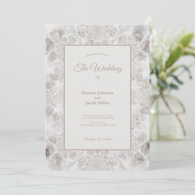 Invitación Recepción de Boda Oro Blanco Plata Simple Elegante (Anverso de pie)