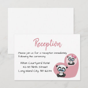 Invitación Recepción de Boda Oso de Peluche Panda Corazón Ros