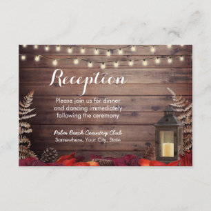 Invitación Recepción de Boda Otoñal con Hojas y Linternas