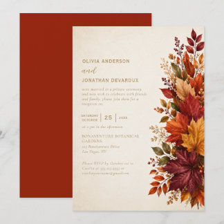 Invitación Recepción de Boda Otoñal Elegante Sólo |