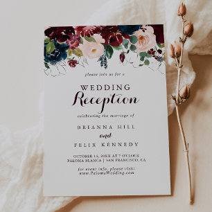 Invitación Recepción de boda otoñal ilustrada con acuarela