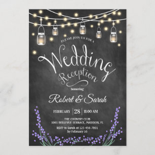 Invitación Recepción de Boda - Pizarra Lavanda e Iluminación