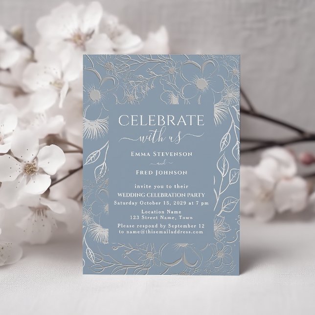 Invitación Recepción de Boda Plata Azul Polvo (Subido por el creador)