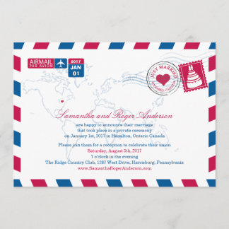 Invitación Recepción de Boda por Correo Aéreo de Ontario Cana