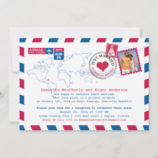 Invitación Recepción de Boda por Correo Aéreo de República Do