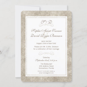 Invitación Recepción de boda por la tarde con borde de plata 