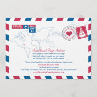 Recepción de boda posterior a correo aéreo de las