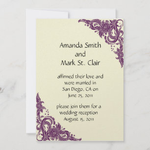 Invitación Recepción de boda posterior en Violeta Magenta y M