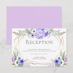 Invitación Recepción de Boda   Ramo Floral de Anémonas Violet