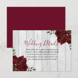 Invitación Recepción de Boda Romántica Rosa Borgoña Rústica