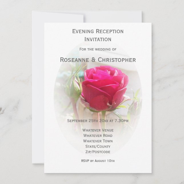 Invitación Recepción de boda rosa (Anverso)