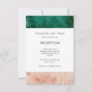 Invitación Recepción de Boda Rosa Beige Verde Acuarela