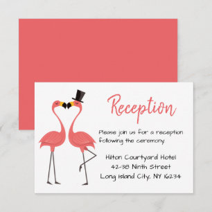 Invitación Recepción de Boda Rosa Flamencos - Verano Tropical