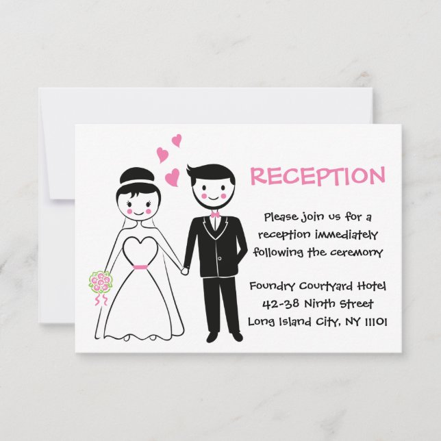 Invitación Recepción De Boda Rosa - Novia Personalizado Y Gro (Anverso)