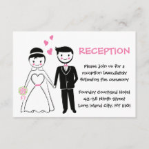 Recepción de Boda Rosa - Novia y Novio de Dibujos 