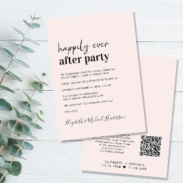 Invitación Recepción de boda rosada con código QR moderno mín